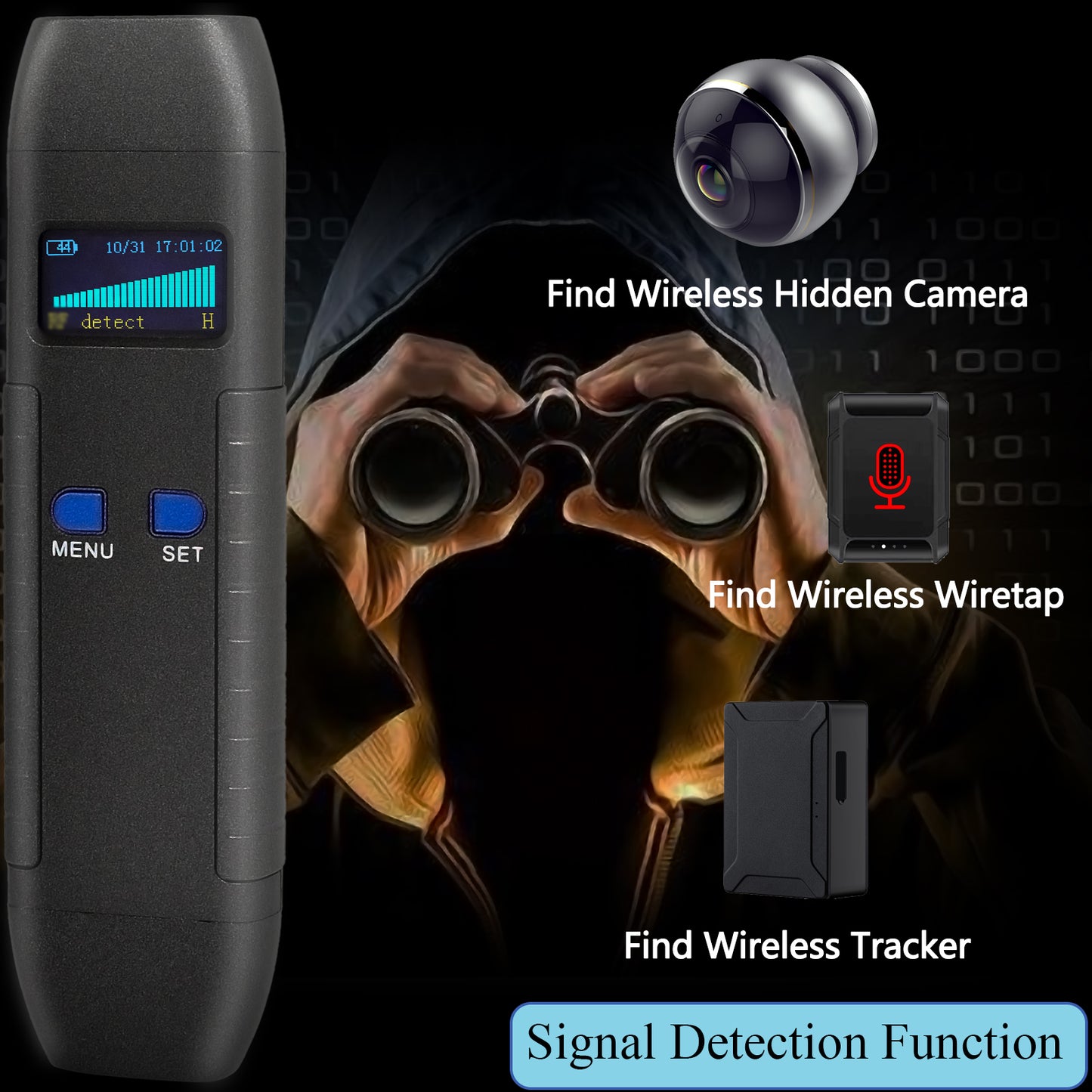 Hidden Camera Detector GPS Tracker Detector, RF Bug Sweeper Listening Device Detector for Car, Hotel, Meeting Protect Your Privacy