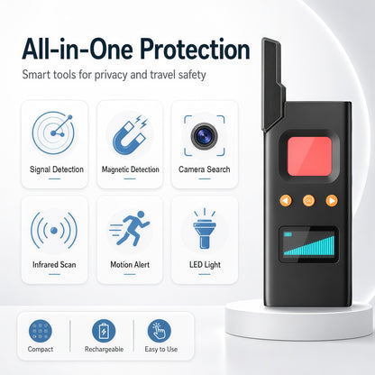 Hidden Camera Detector & RF Signal Scanner, Anti Spy Device with Magnetic Field Detection, GPS Tracker Finder, Infrared Camera Lens Detector, Bug Sweeper for Home Hotel Travel Privacy Protection