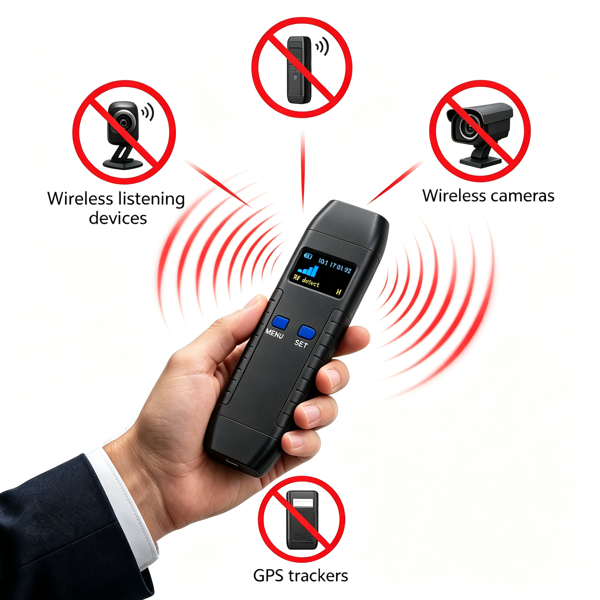 KAXYUYA Hidden Camera Detector & GPS Tracker Detector, RF Bug Sweeper & Listening Device Detector for Car, Hotel & Travel