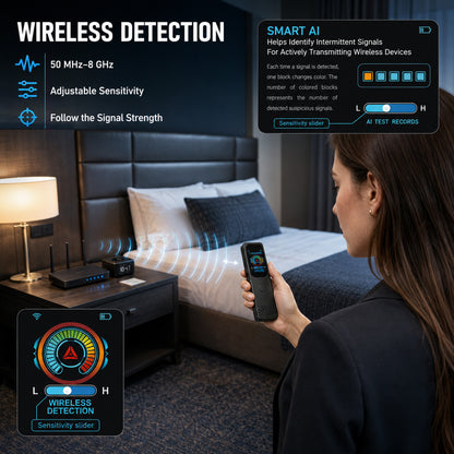 KAXYUYA Hidden Camera Detector & GPS Tracker Detector, RF Signal Scanner with Infrared Camera Lens & Magnetic Field Detection