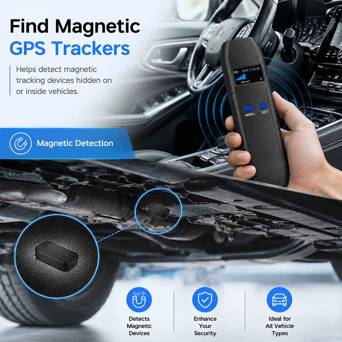 KAXYUYA Hidden Camera Detector & GPS Tracker Detector, RF Bug Sweeper & Listening Device Detector for Car, Hotel & Travel