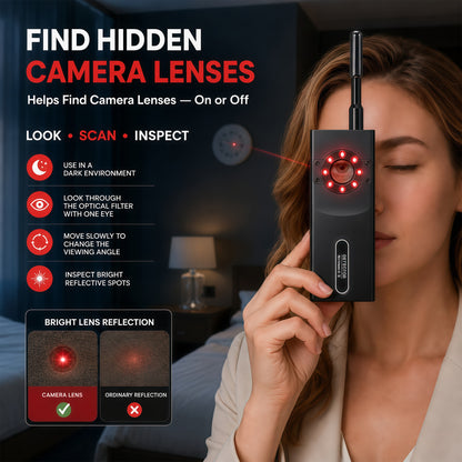 KAXYUYA F888 Hidden Camera Detector & GPS Tracker Finder, RF Signal Scanner with Magnetic & Infrared Detection for Home, Hotel, Car & Travel