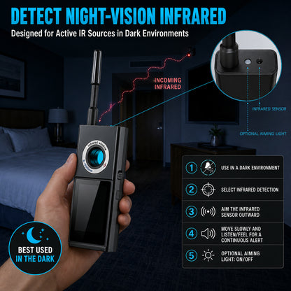 KAXYUYA F888 Hidden Camera Detector & GPS Tracker Finder, RF Signal Scanner with Magnetic & Infrared Detection for Home, Hotel, Car & Travel